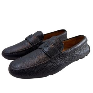 PRADA Mens Pebble Leather Logo Driving Loafer Slipper Sz 7.5 Shoes 2D2170